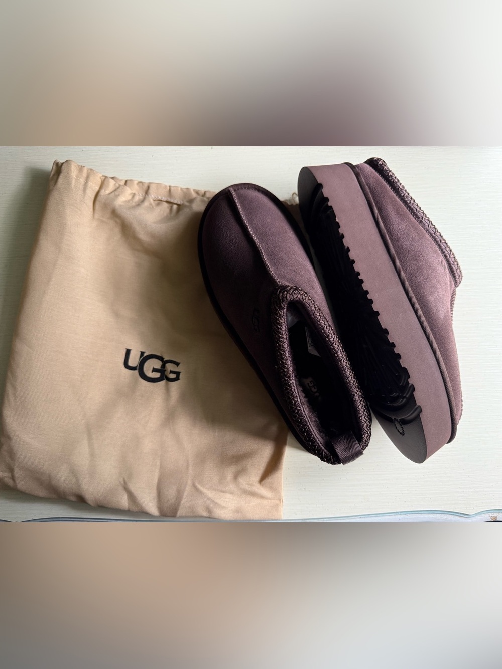 UGG Brown Suede Slip-On Cozy Boot Tasman